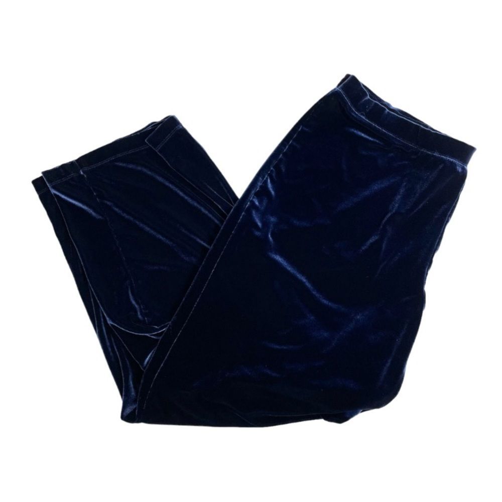 Velvet Navy Blue Pull‎ On Pants Relaxed Fit Wide Leg Size 22-24 Chic Lounge Even - Picture 5 of 10